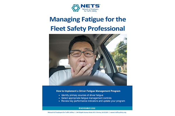 Top of cover sheet for the NETS Managing Fatigue for the Fleet Safety Professional guide